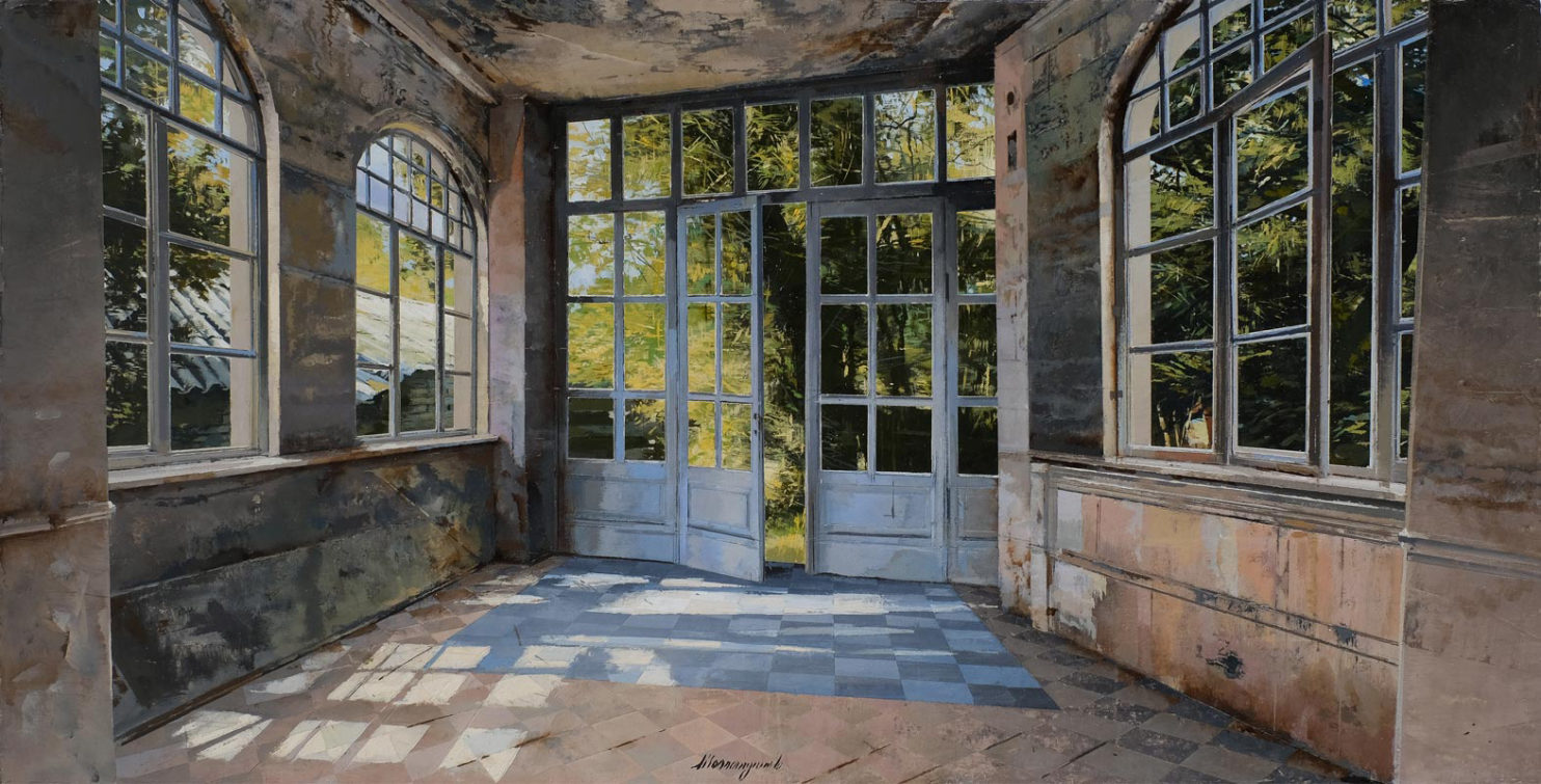 MASSAGRANDE MATTEO, La Barchessa, 2017, Tecnica mista su tavola, 30x60 cm