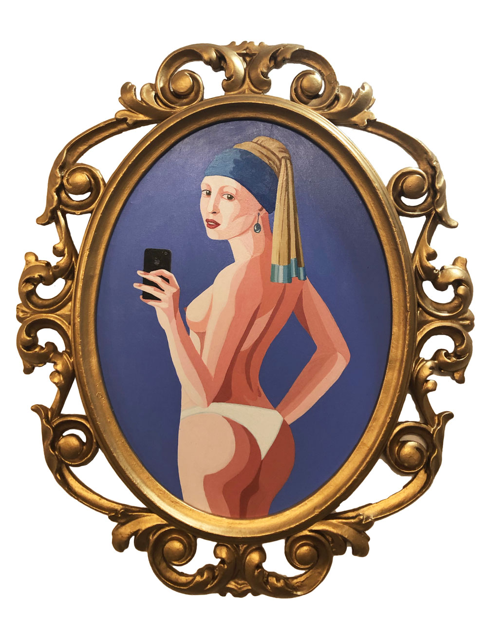 VENEZIANO GIUSEPPE, Selfie, 2018, acrilico su tela, ø 40x30 cm scont