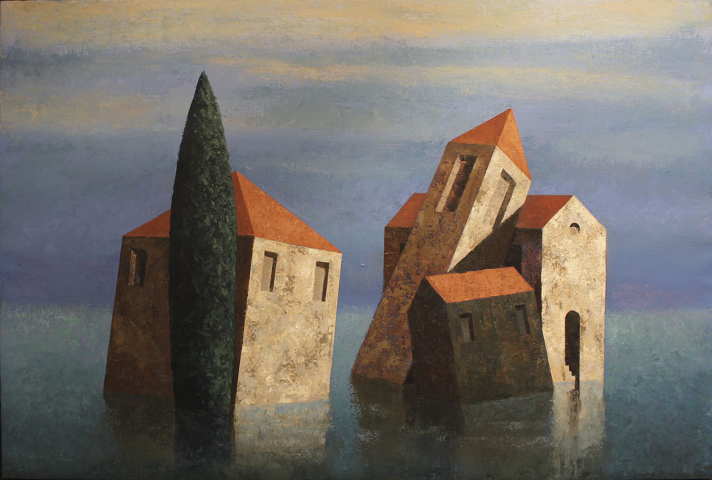 CAPRICCIO LAGUNARE, 2017, olio e tempera su tela, 80 x 120 cm