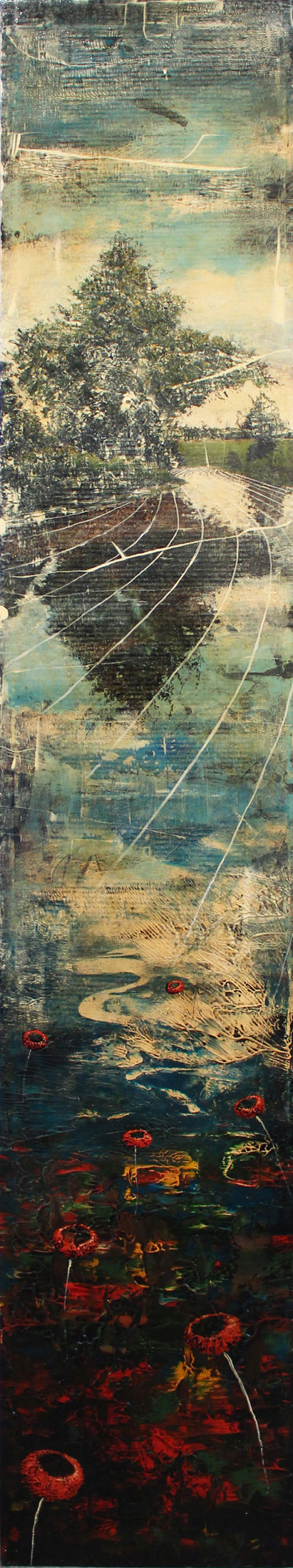 FORBICI JERNEJ, Water, 2018, olio e acrilico su tela, 200 x 36 cm