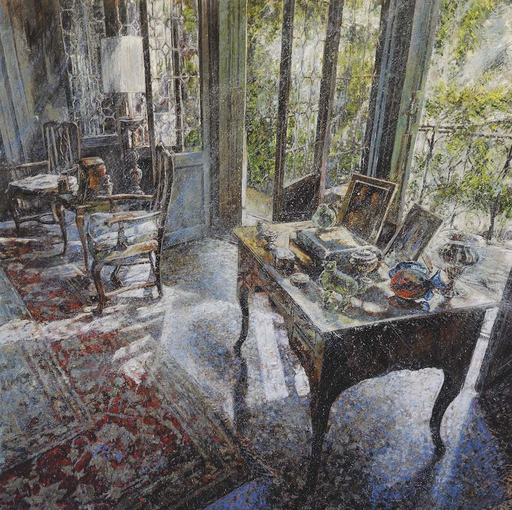MINOTTO RAFFAELE, A589, Interno, 2019, olio su tavola, 110 x 110 cm