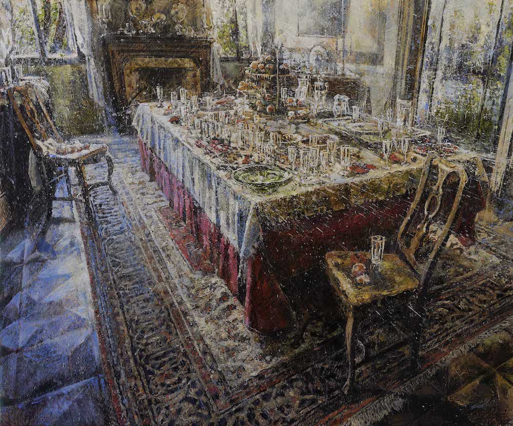 MINOTTO RAFFAELE, A592, Il banchetto, 2019, olio su tavola, 50 x 60 cm
