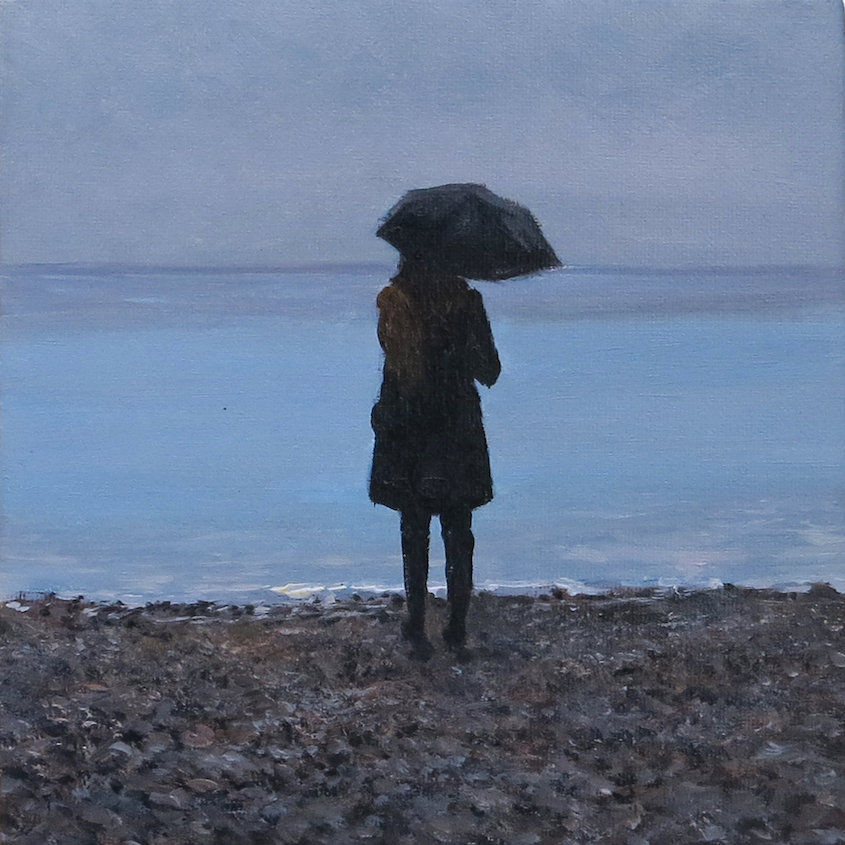 Filippini Claudio, Mare d'inverno (Winter sea), 2020, oil on canvas, 15x15 cm
