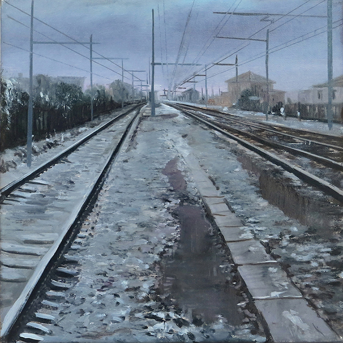 Filippini Claudio, Neve (Snow), 2020, oil on canvas, 20x20 cm