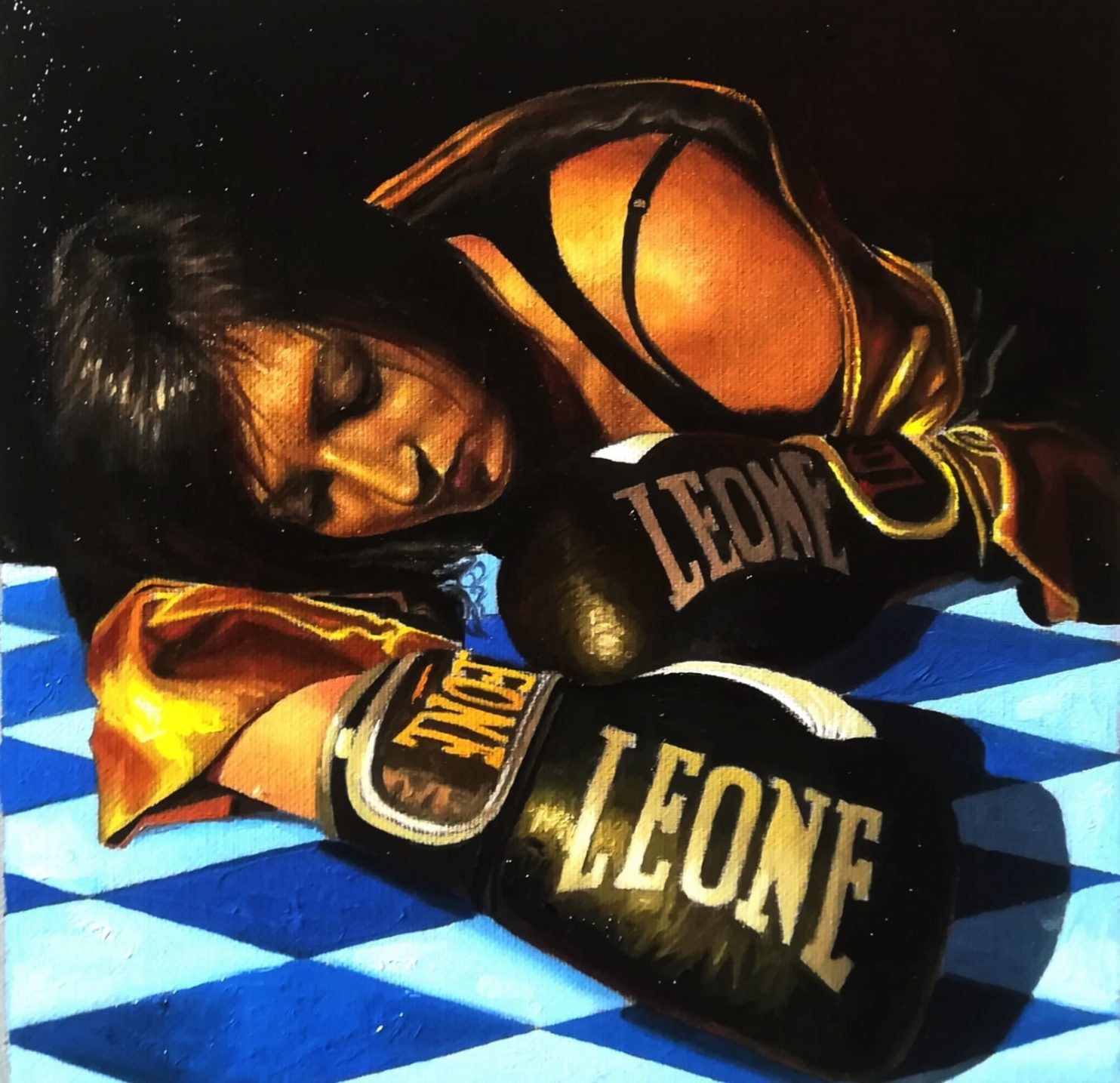 Salvatore Alessi, La combattente, 2020, oil on Canvas, 20x20 cm