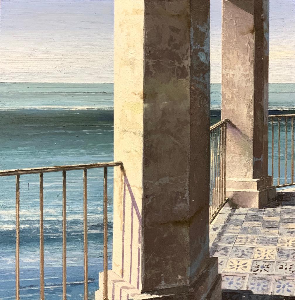 Massagrande Matteo, terrazza sul mare, tecnica mista su tavola, 15x15 cm