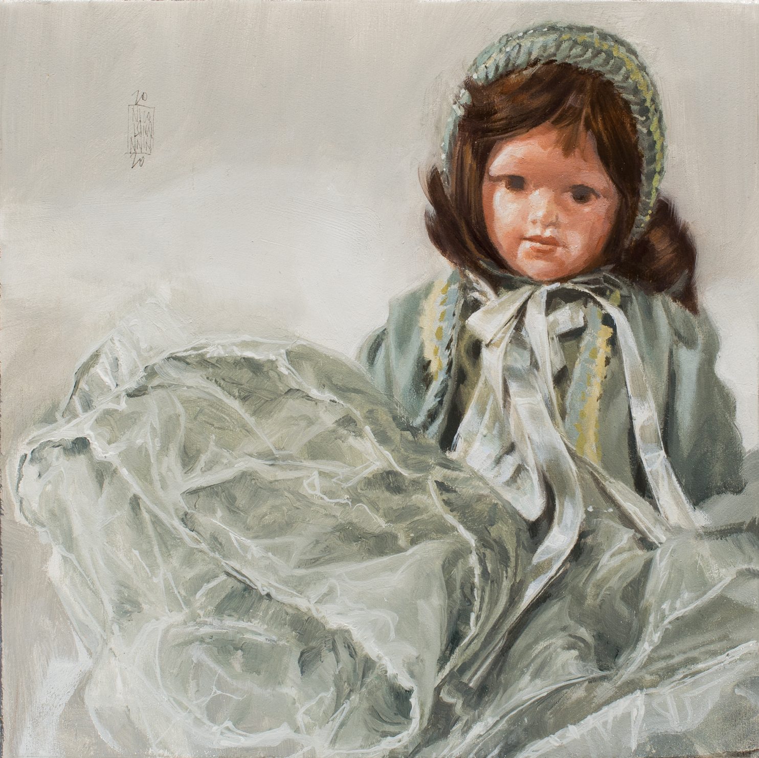 Nannini Nicola, Piccola bambola n.2, 2020, olio su tavola, 20x20 cm