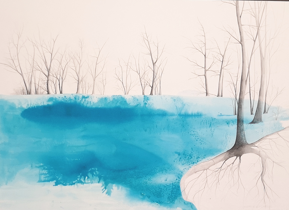 VIC 294 Vicari Marika, Tree. Reflection of evolution, 2020, grafite e acquerello su carta cotone, 56x70 cm