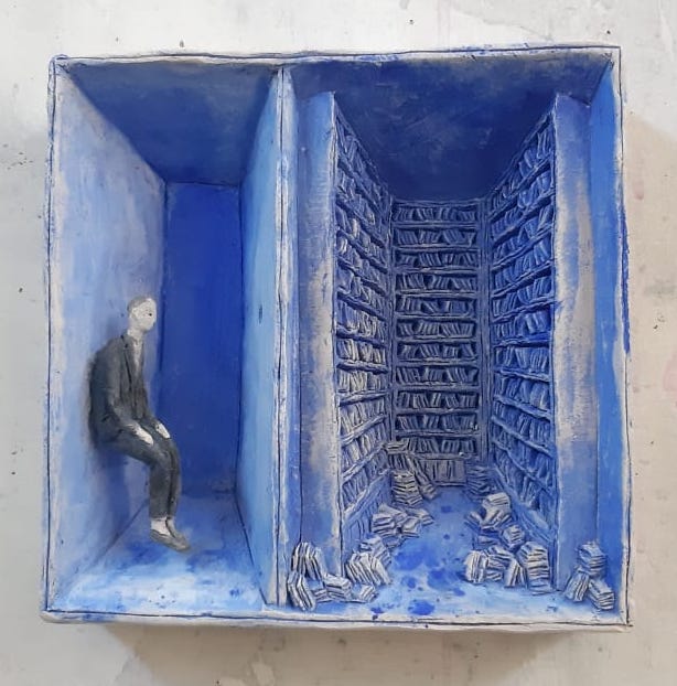 Deodato Pino, Inchiostro, 2020, terracotta policroma, 20x20 cm
