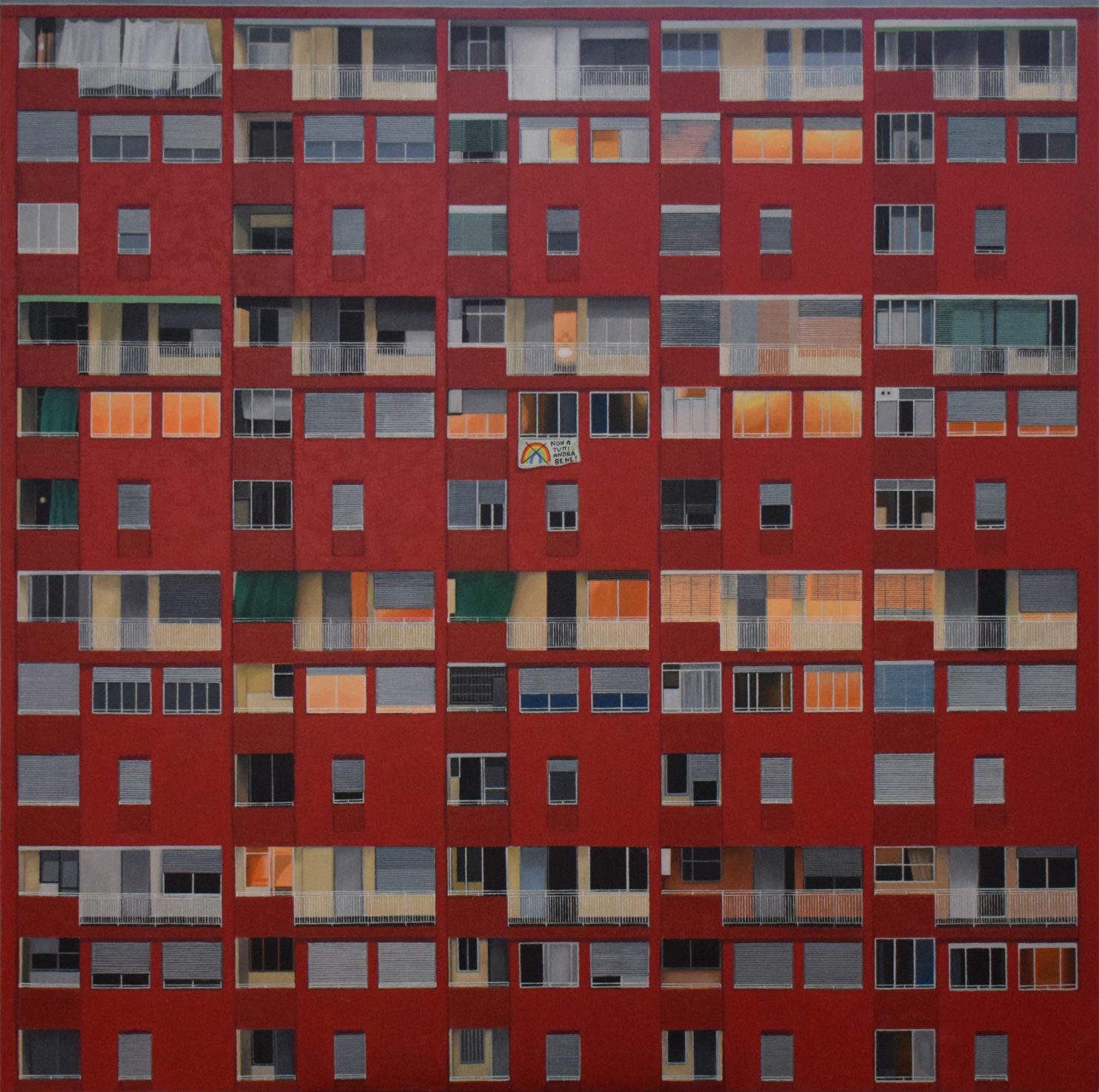 Mezynska Marta, Non andrà tutto bene, 2020, olio su tela, 120x120 cm