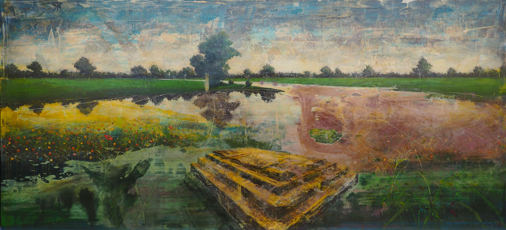 Forbici Jernej, Pile of Garbage with that red mud, 130x286cm, acrylic and oil on canvas, 2019 20