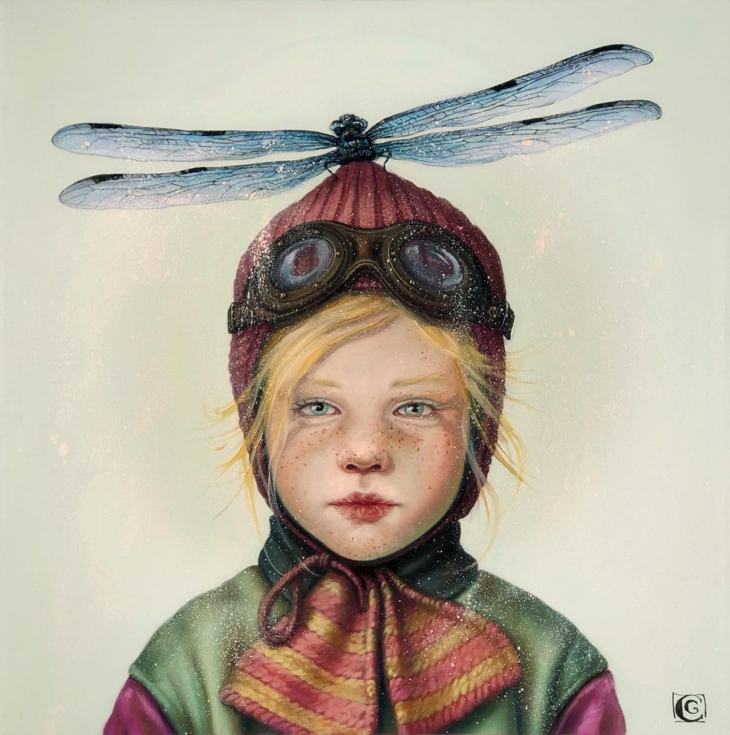 GIRAUDO CLAUDIA, DEPARTURES AVIATOR DRAGONFLY - Atto II, 2020, Olio su tela, 50x50cm WEB