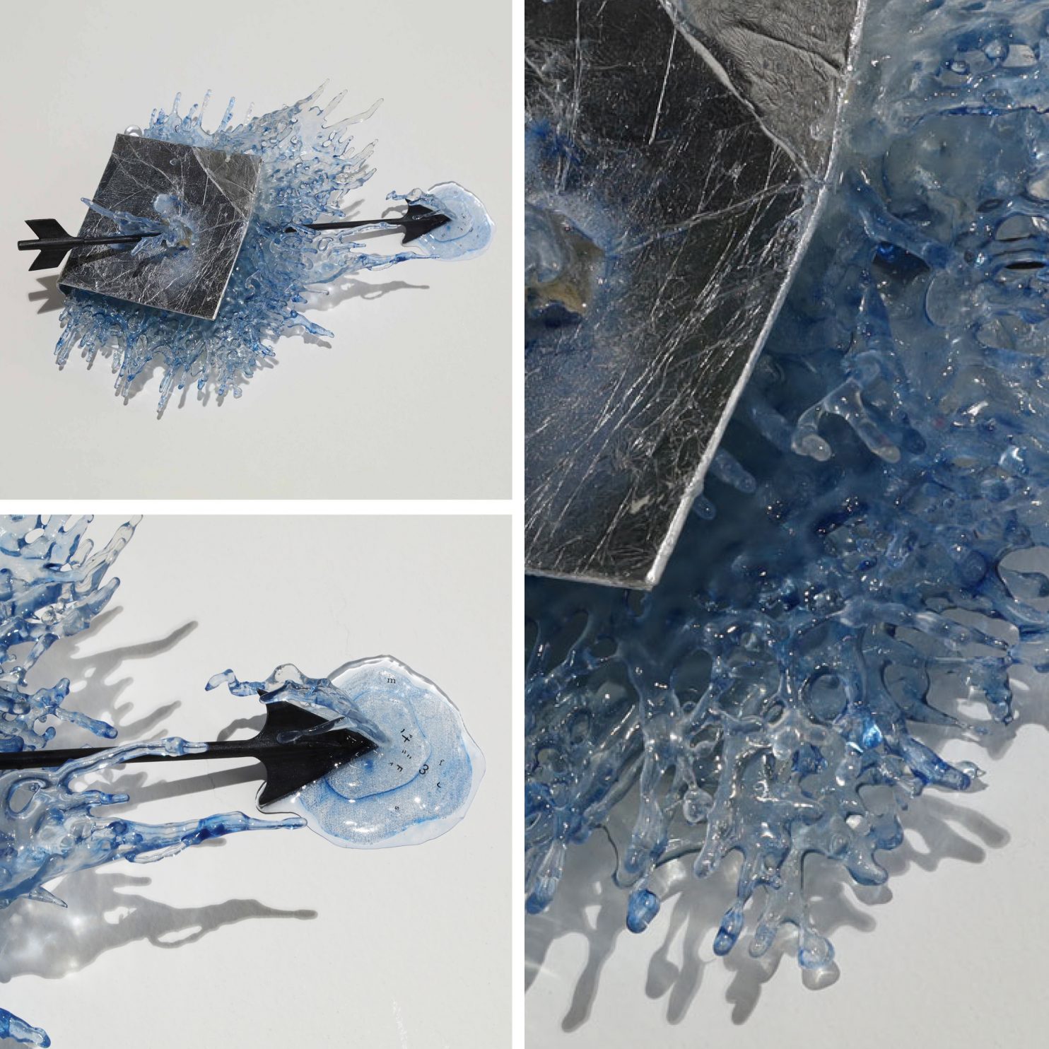 Annalù, Water book essence of silver, 2021, resina, carta, foglia d argento, ferro, inchiostri, 38x33x14 cm_0