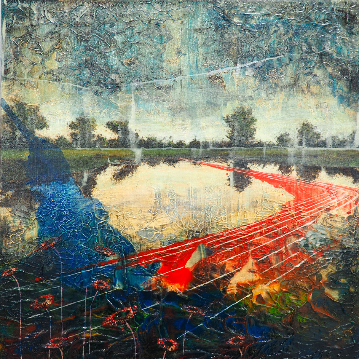 Forbici Jernej, Cyanid Flowers, 2021, acrylic and oil on canvas, 60x60cm