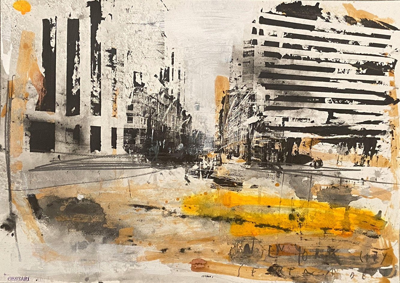 CESTARI DANIELE, New York City Serenade, 2021, tecnica mista su carta, 50x70 cm_CESTA 054