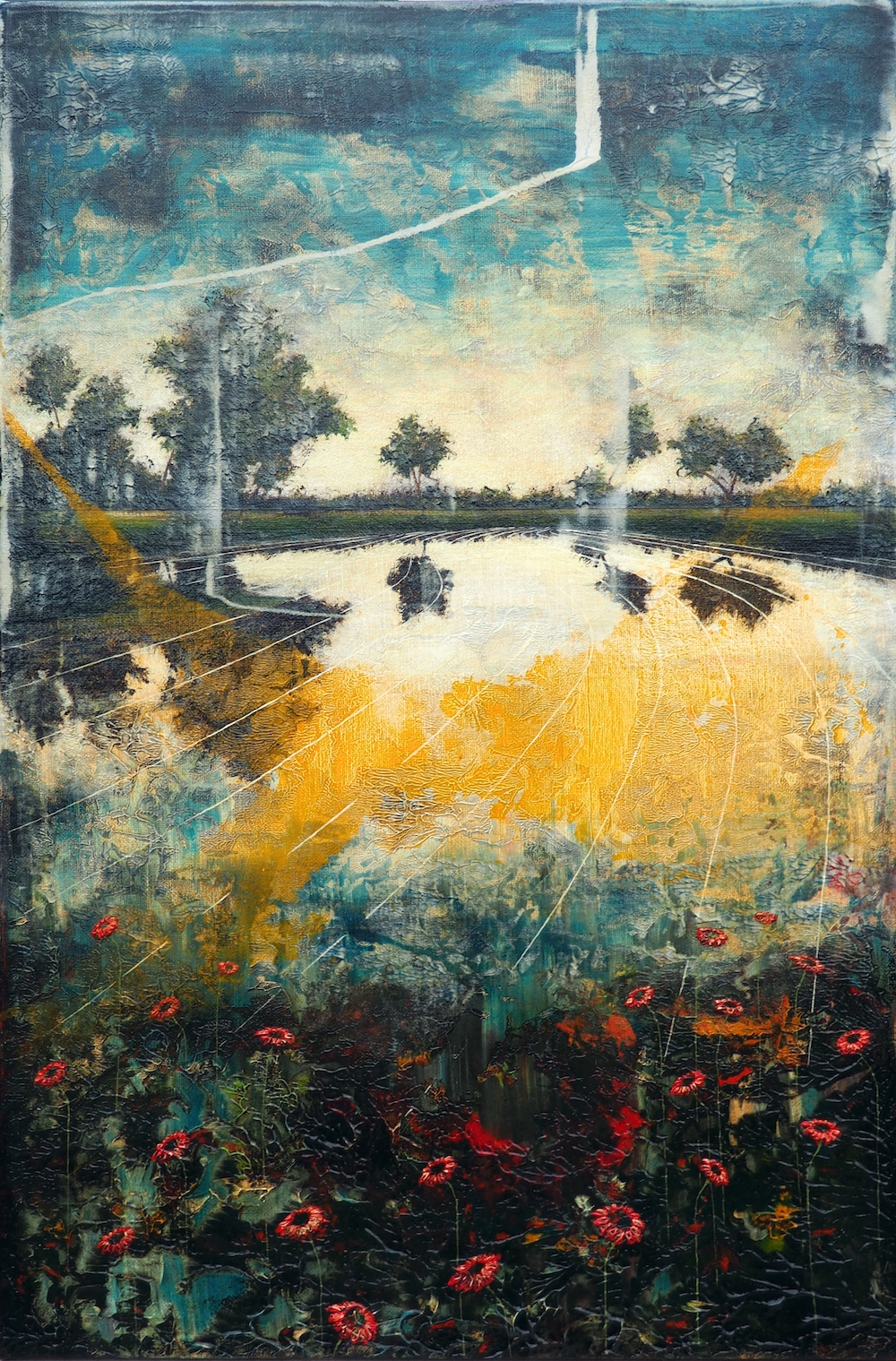 Agent Orange I, opera di Forbici Jernej, realizzata nel 2021, con tecnica acrilico e olio su tela, di dimensioni 120 x 80 cm