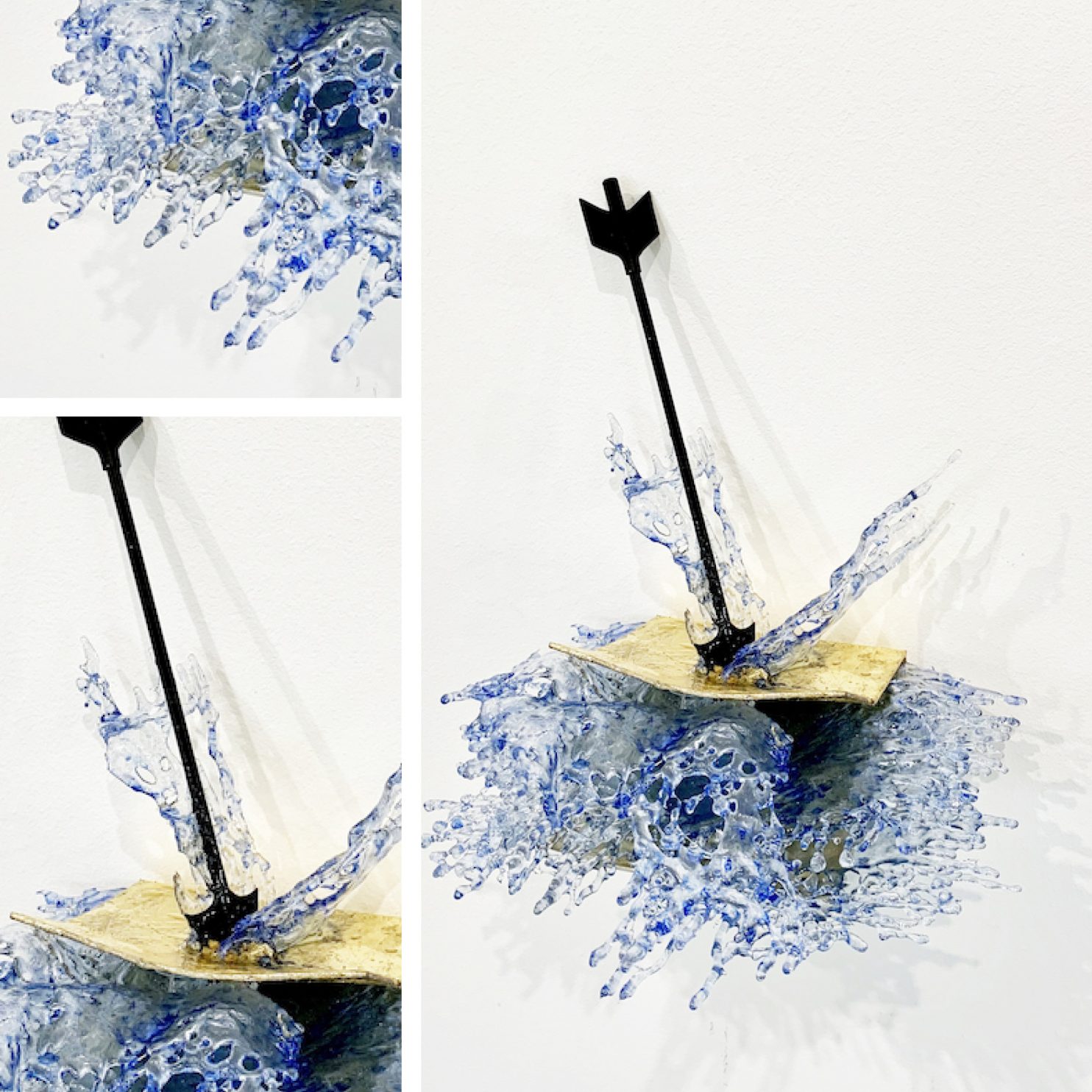 ANNALÙ, Watertales n4, 2019, Vetroresina, foglia oro, inchiostro, ferro, 31x30x29 cm_1