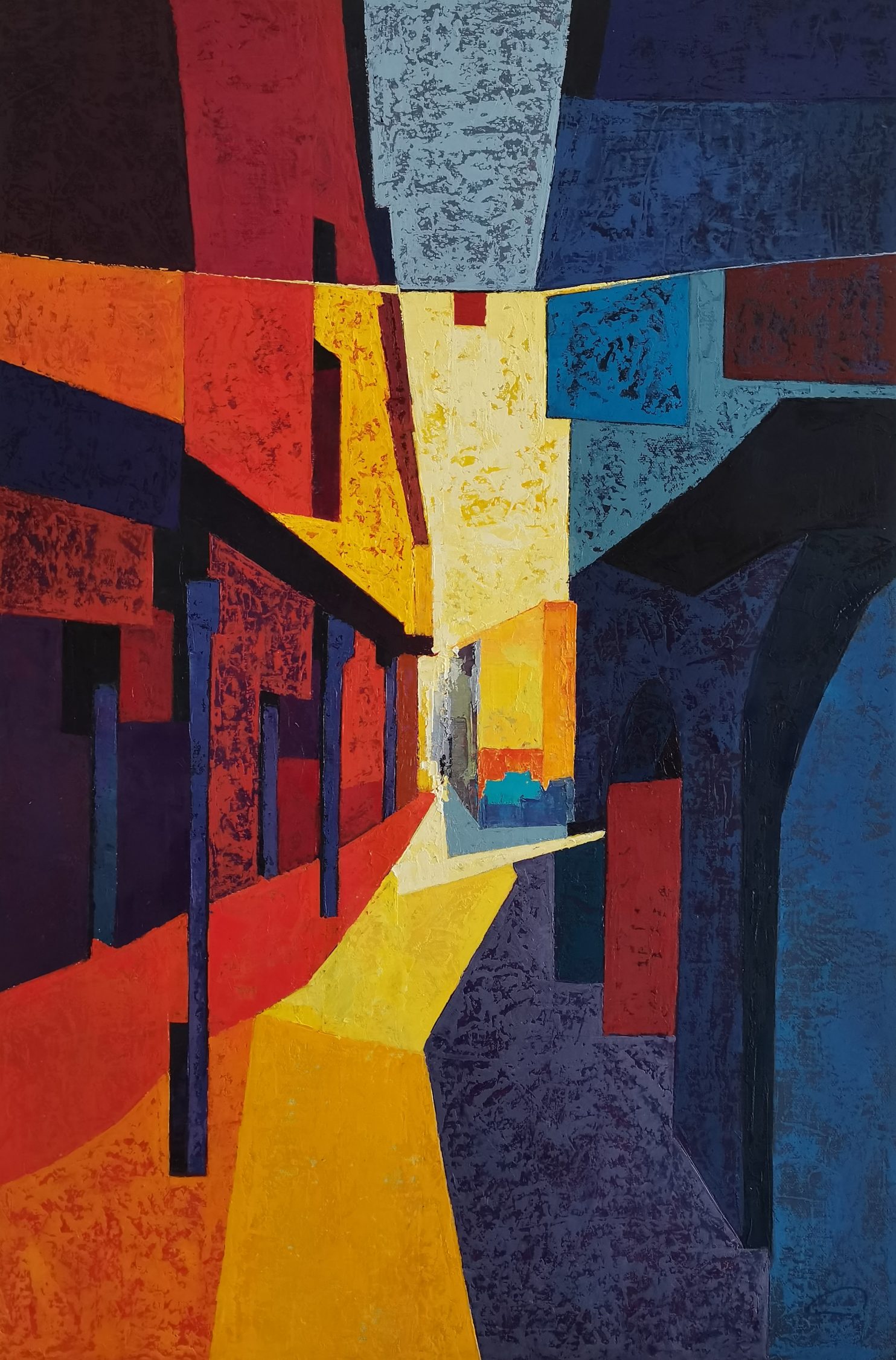 norTomàs Sunyol, A man in Matteotti street, 2022, oil on canvas, 60x40cm