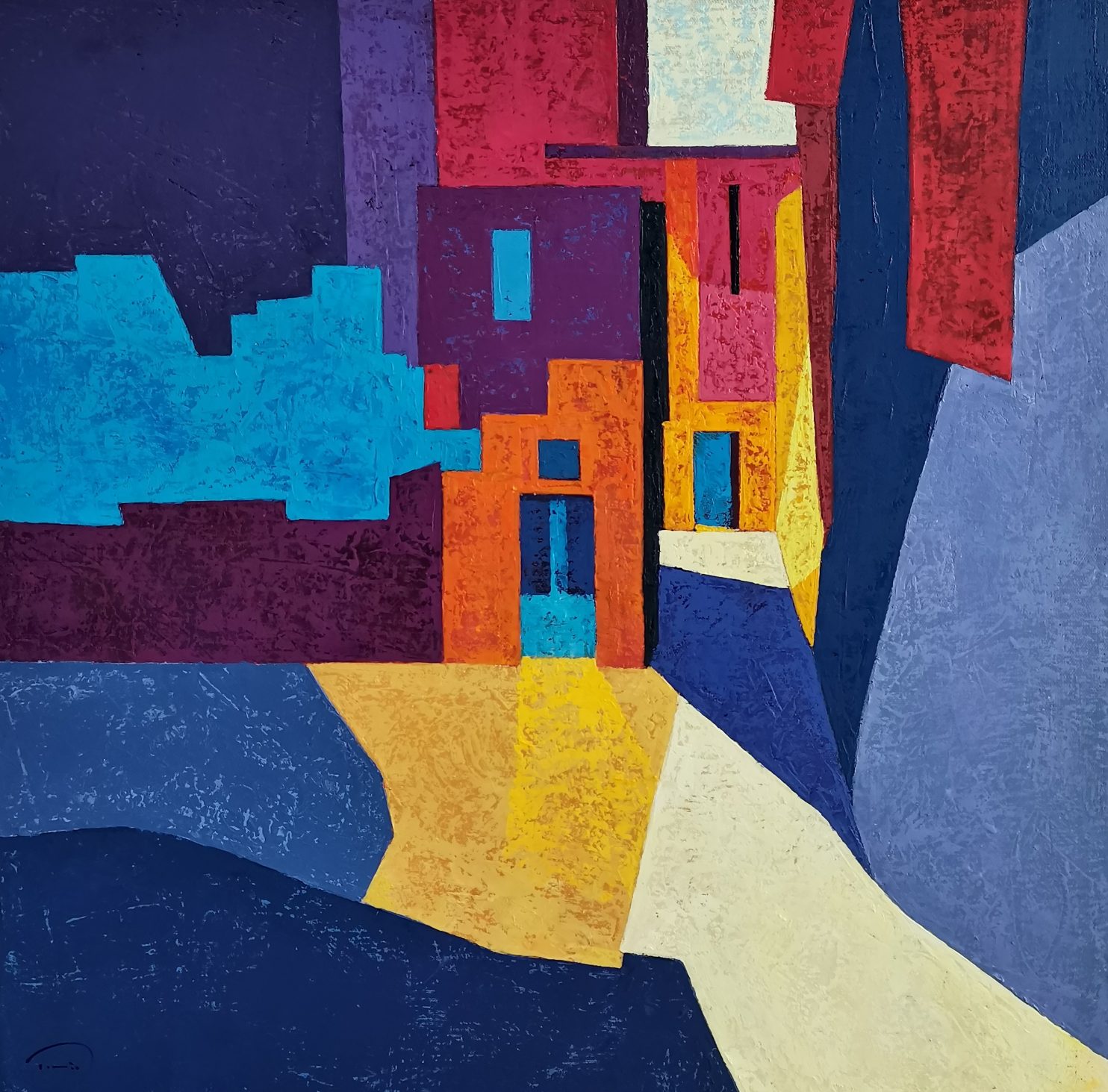 Sunol Tomàs, L'arbre de la Piazzetta San Lorenzo, 2022,olio su tela, 50x50cm