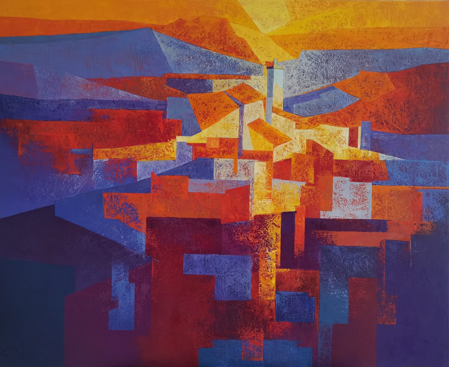 Sunol Tomàs, Capvespre al Sacro Monte, 2022, olio su tela, 81x100