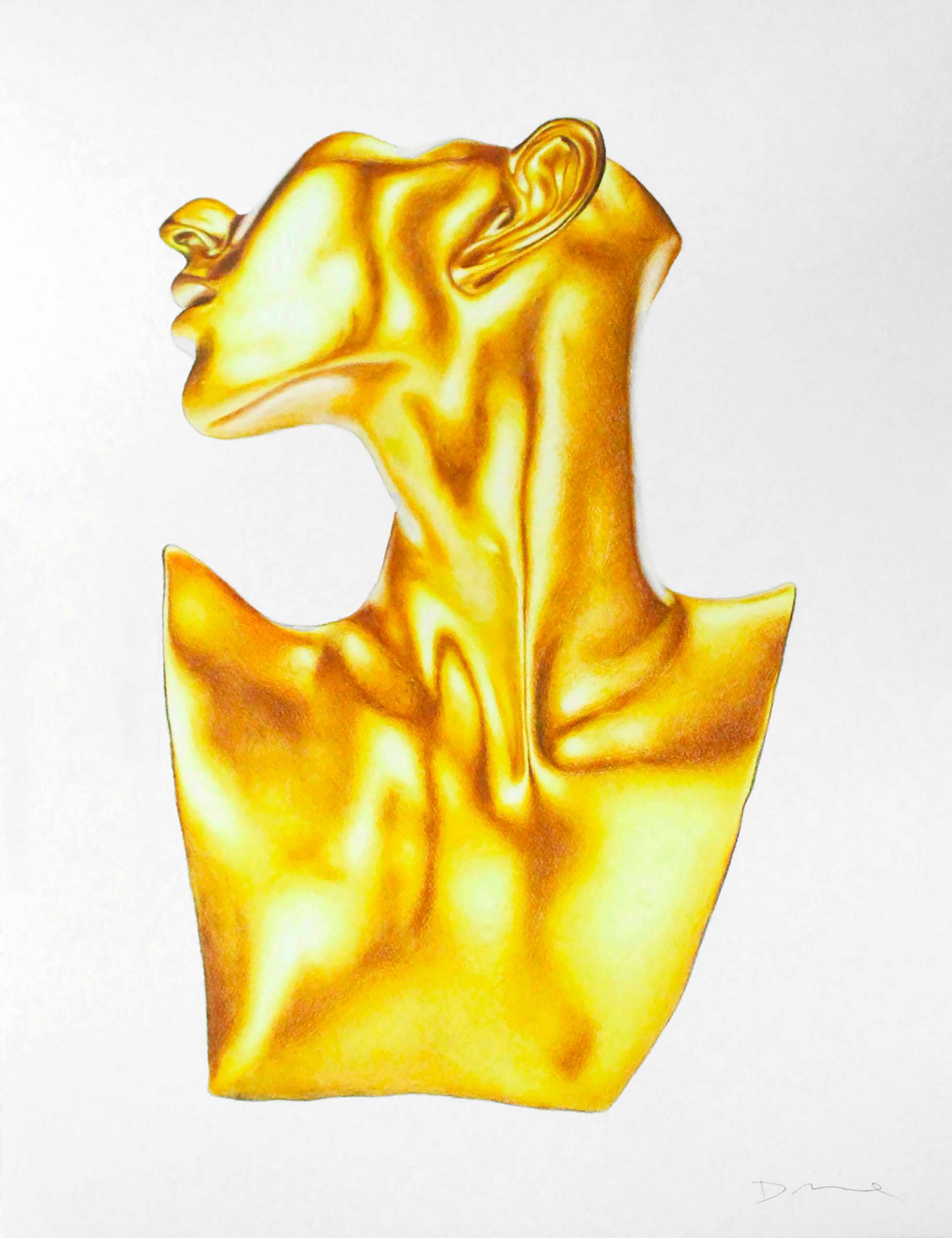 Diena Valentina, Golden Dummy, 2021, matite colorate su carta, 65x50x0.1cm