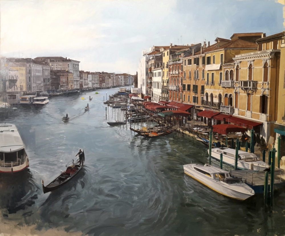 Nannini Nicola, Vista di Canal Grande - omaggio a Bellotto, 2022, olio su tela, 100x120 cm (104x124,5 cm con cornice)_NANNI0095_00