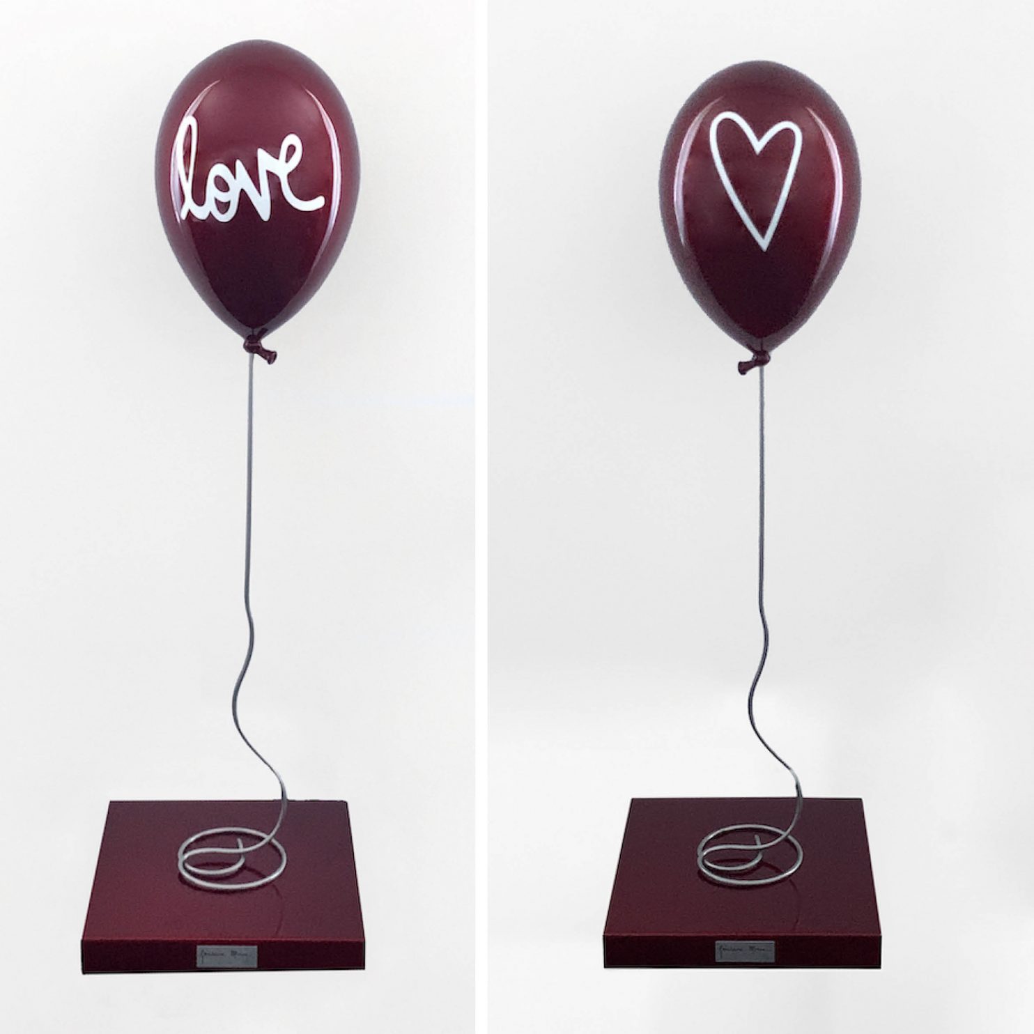 Morin Gerladine, Red Love Balloon, 2022, resina, acciaio inox e acciaio, 135 x 42 x 42 cm