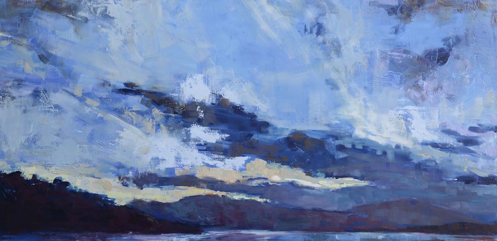 Stephens Brian Keith, 6PM Looking at the lake, 2023, oil wax on linen, 50x100 cm