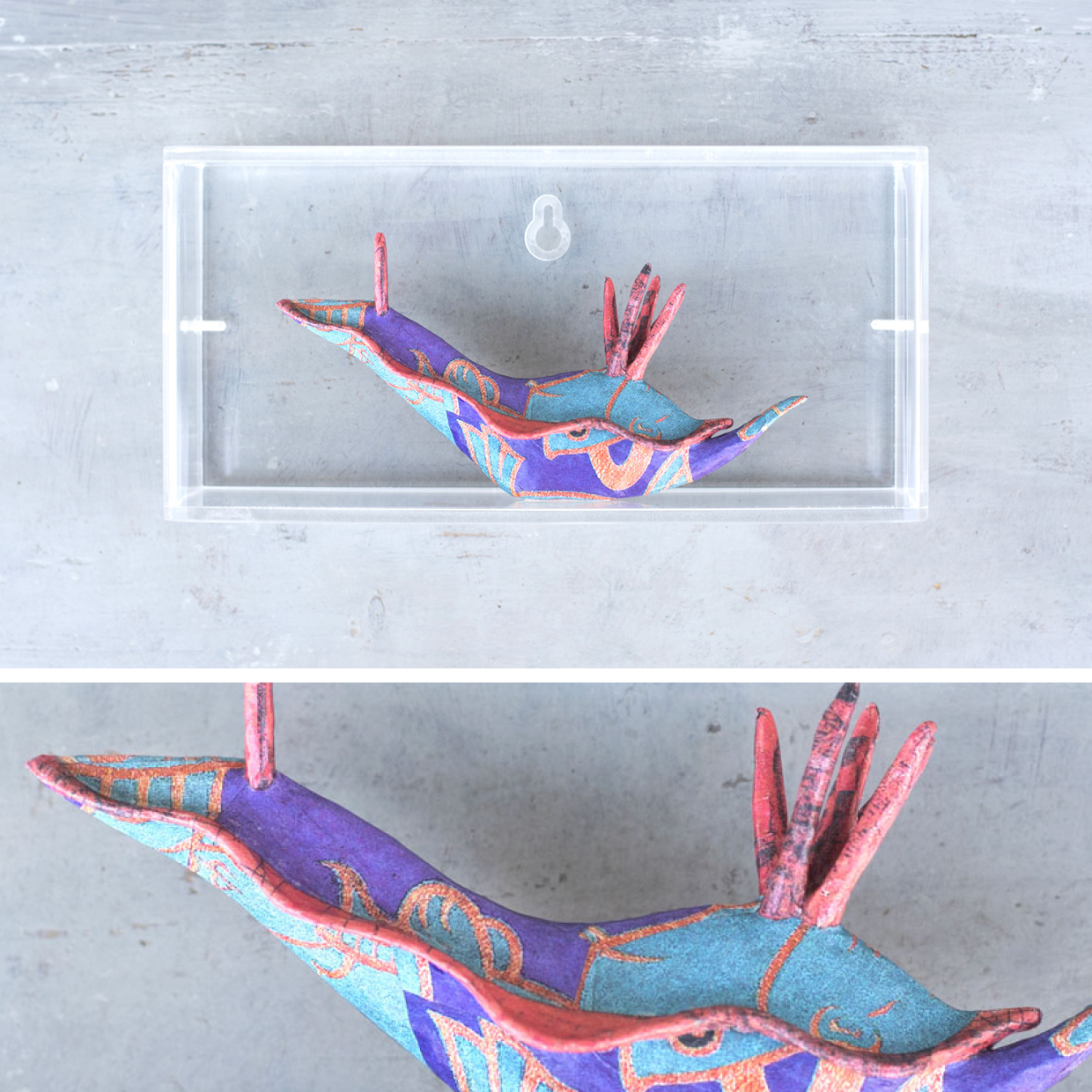 Zanin Alice, Chromodoridoidea #1, cartapesta, resina, plexiglass, 10x20,7x5,6 cm