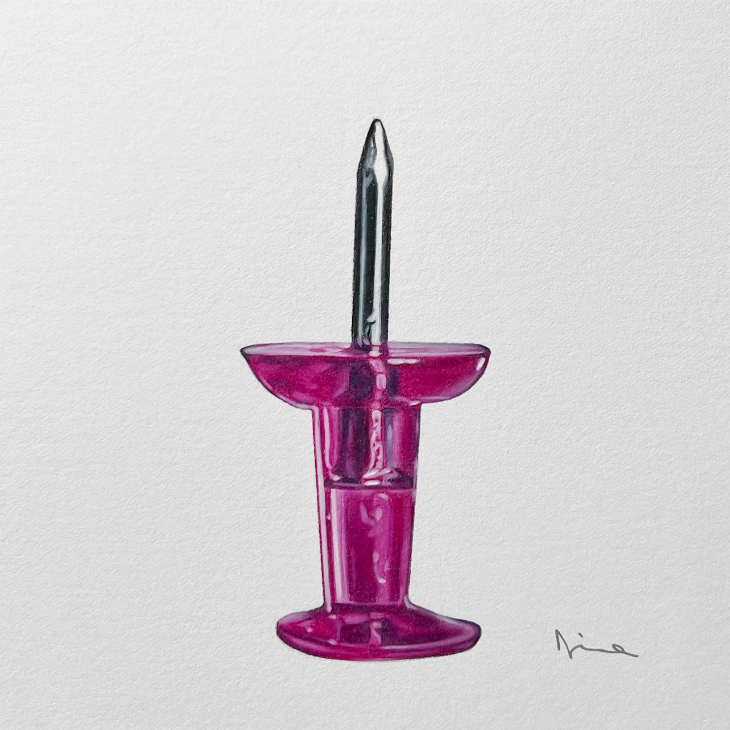 Diena Valentina, Pin, 2023, Matite Colorate su Carta, 15x15 cm