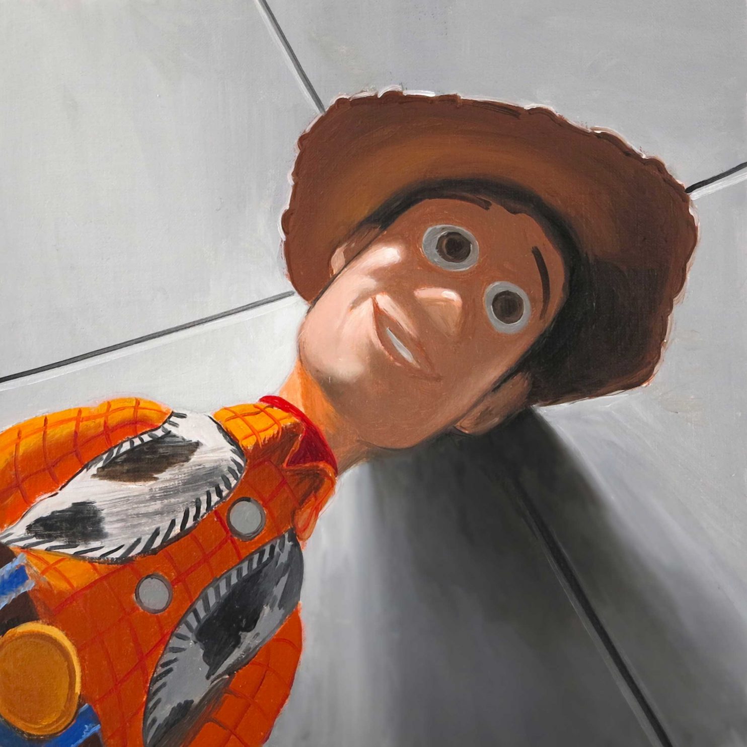 Filippini Claudio, Woody, 2023, olio su tela, 20x20 cm