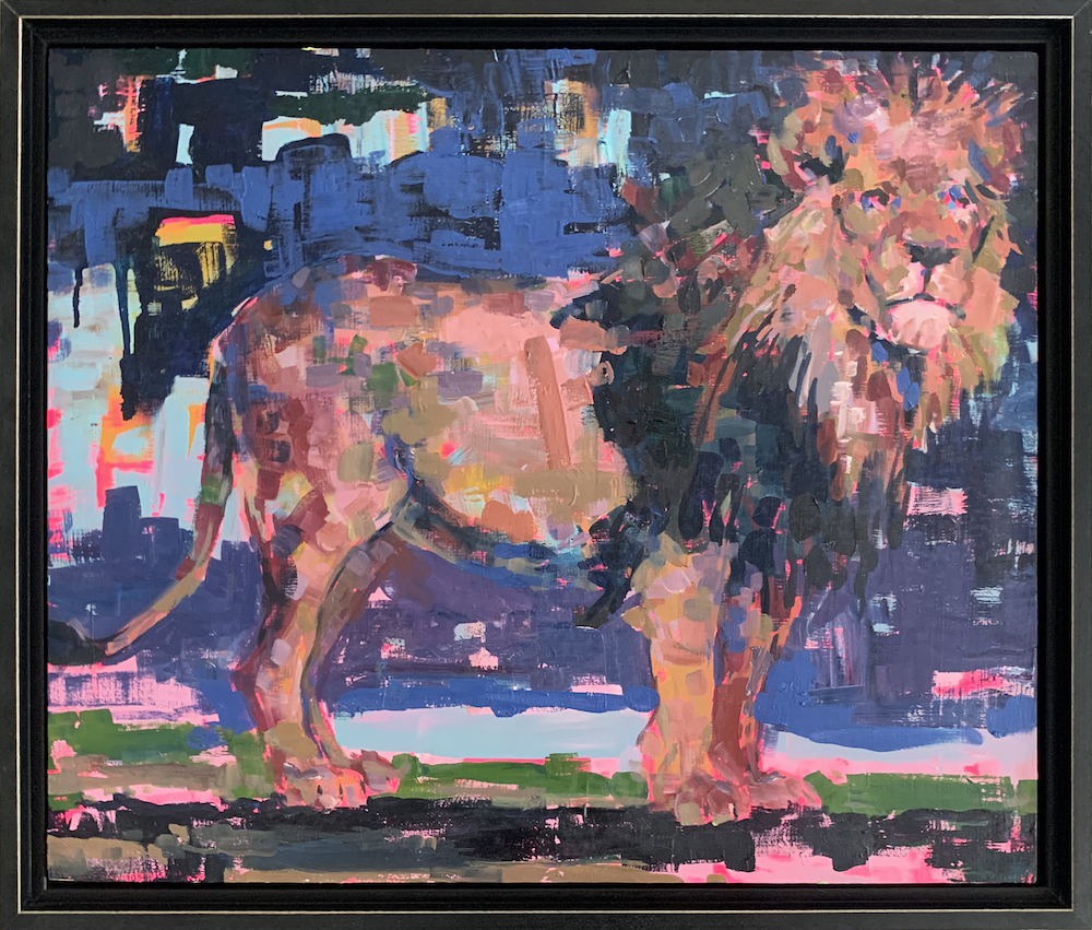 Stephens Brian Keith, Waiting for the miracle, 2018, acrilico e olio su tavola, 38x45 cm (42x49 cm con cornice)