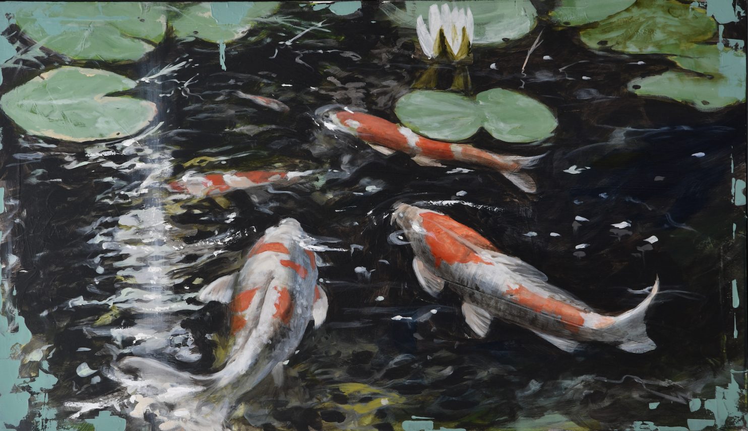 Porta Tom, Koi, 2023, acrilico su tela, 58x100 cm_4933