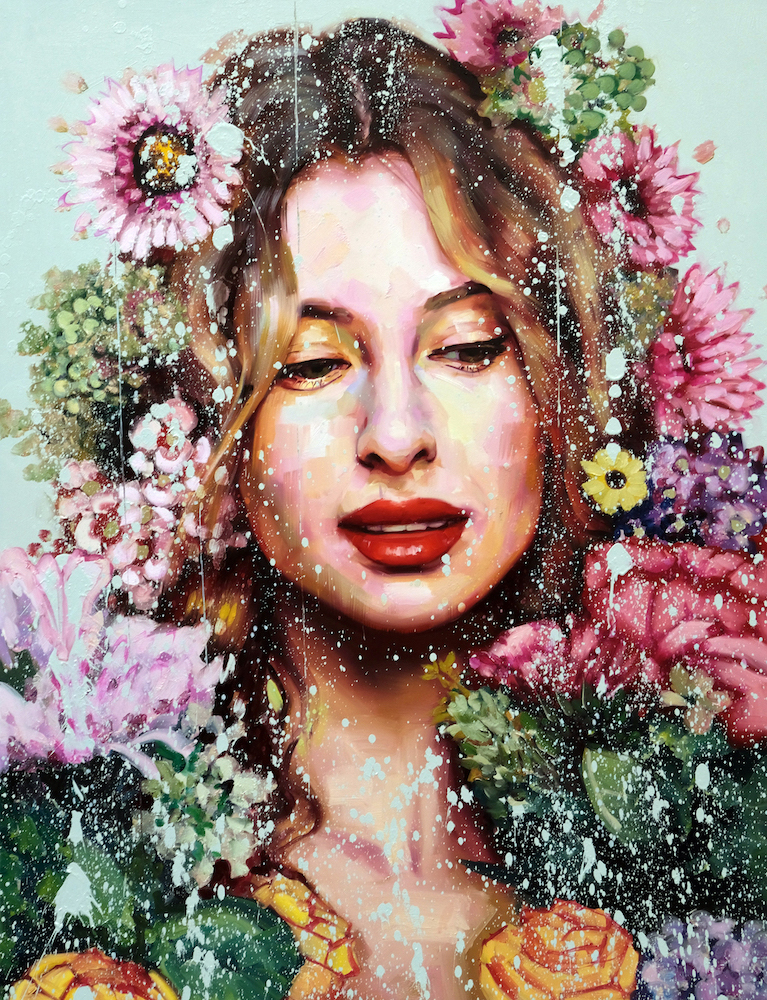 Porzionato Silvio, Flowery Creature - flowerseries 09, 2023, olio su tela, 130x100 cm