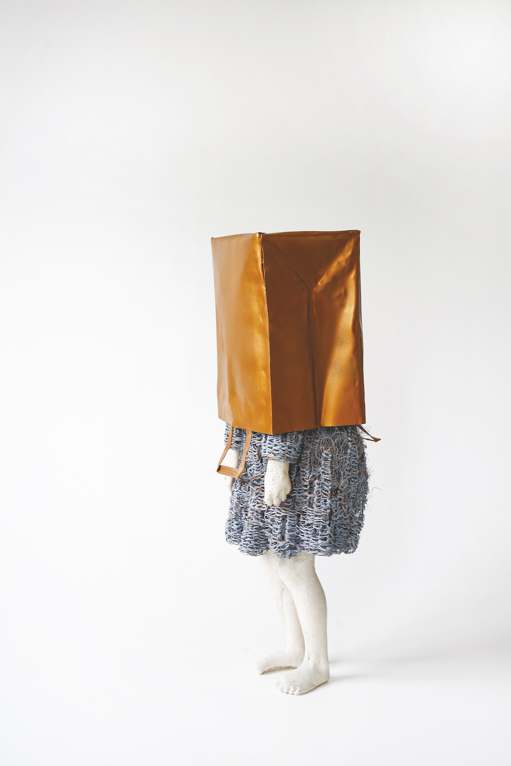 Kilde Lene, Untitled , paperbag, 2023, copper, steel, concrete, 97x40x33 cm