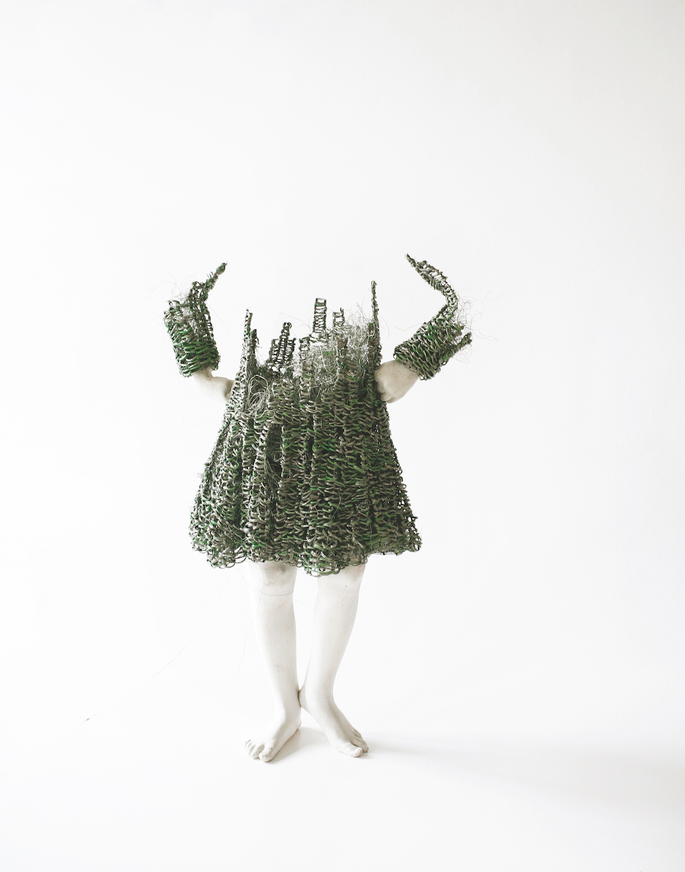 Kilde Lene untitled, Green dress, 2023, copper, steel, concrete, 83x54x27 cm