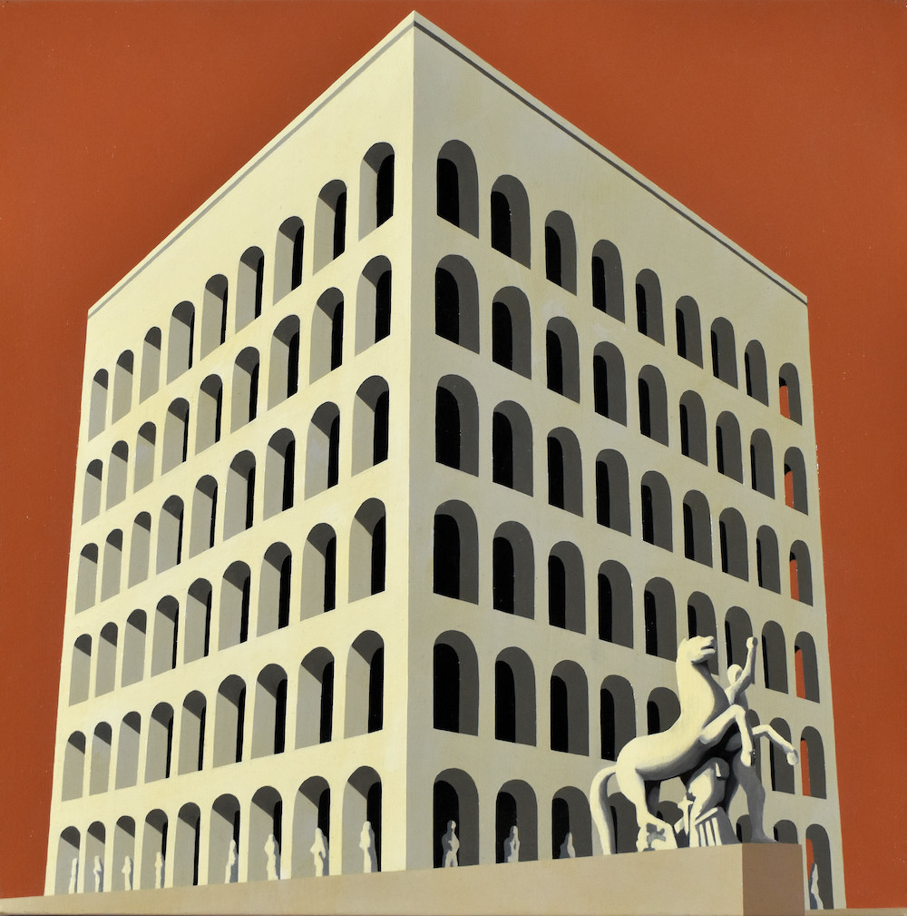 Reggio Mauro, Colosseo quadrato, 2021, olio su tela, 40x40 cm