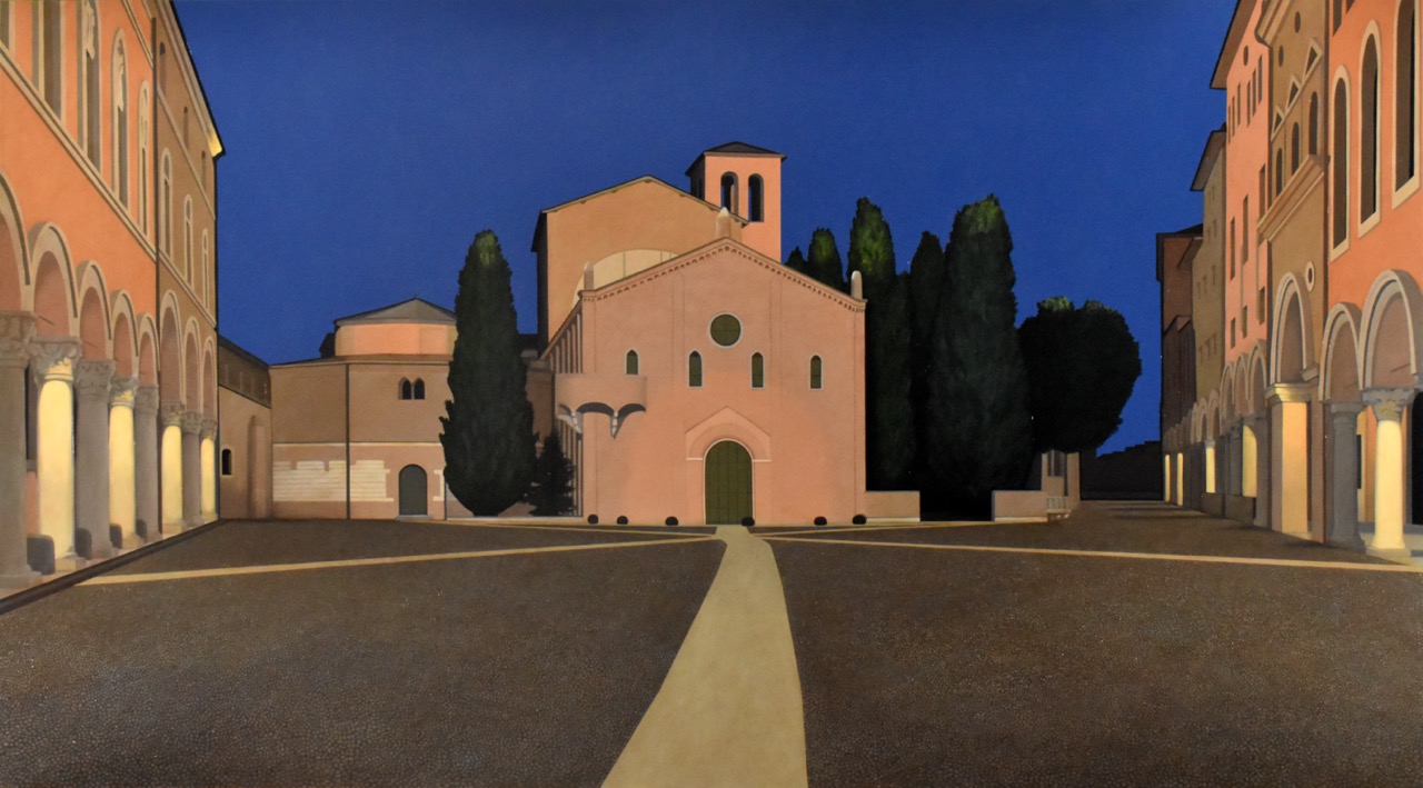 Reggio Mauro, Santo Stefano, Bologna, 2023, olio su tela, 100x180 cm