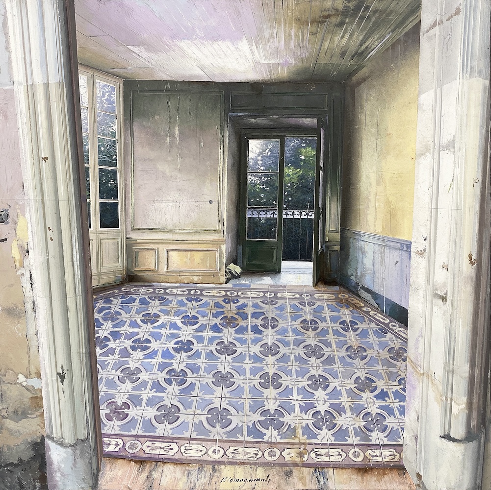Massagrande Matteo-Foschia al mattino-2020-olio e tecnica mista su tavola-40x40-punto-sull-arte