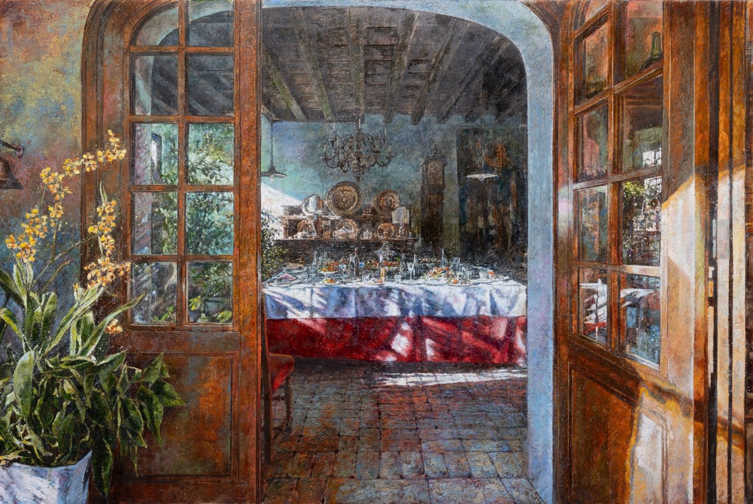 Minotto Raffaele-Lattesa del banchetto-2024-olio su tavola-100x150cm-Galleria-punto-sull-arte-varese