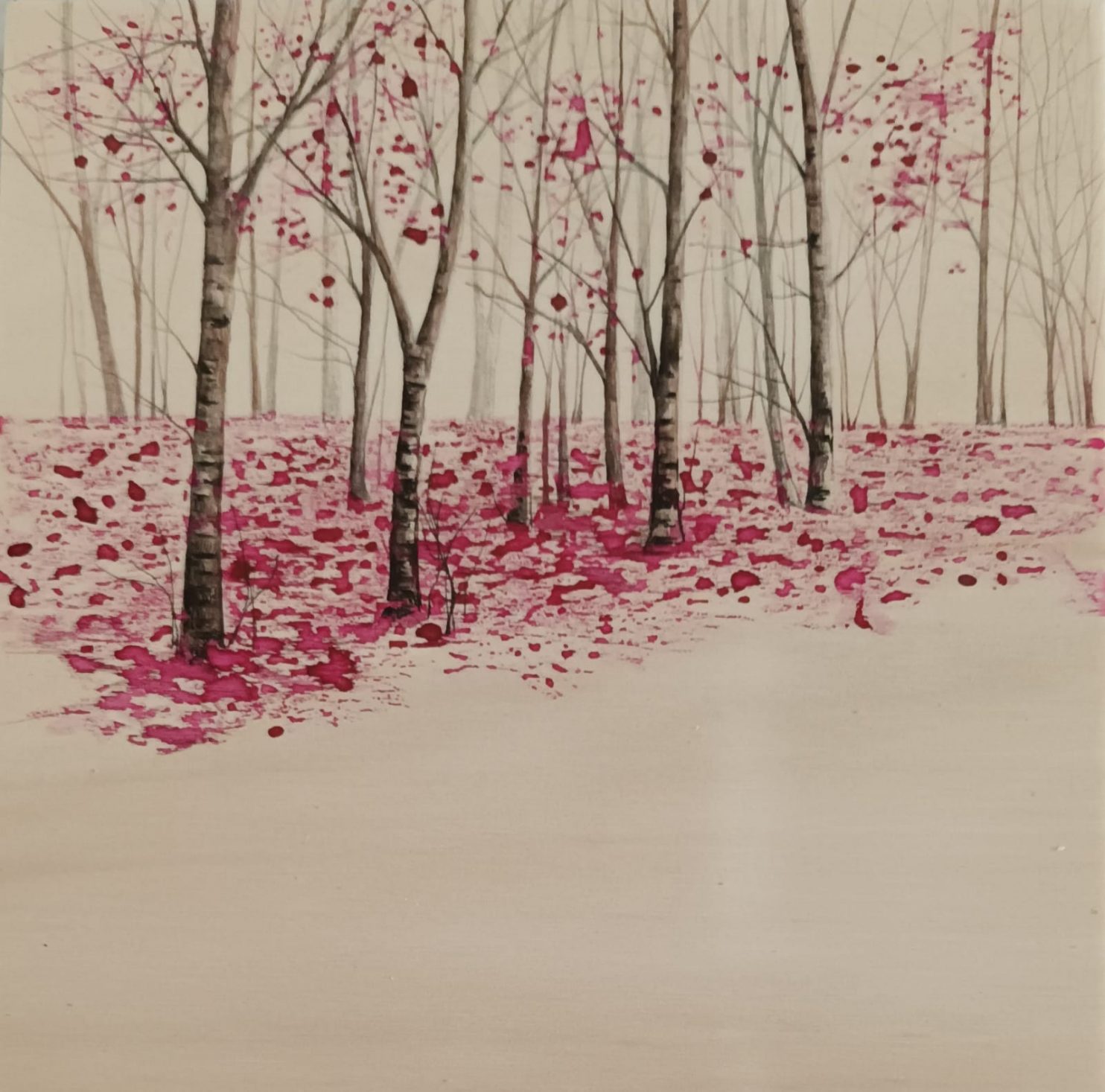 Vicari-Marika-punto-sull-arte-galleria-contemporanea-italiana-As I walk. To be in the pink, 2025, grafite, inchiostro su tavola, 20x20 cm_VIC 418