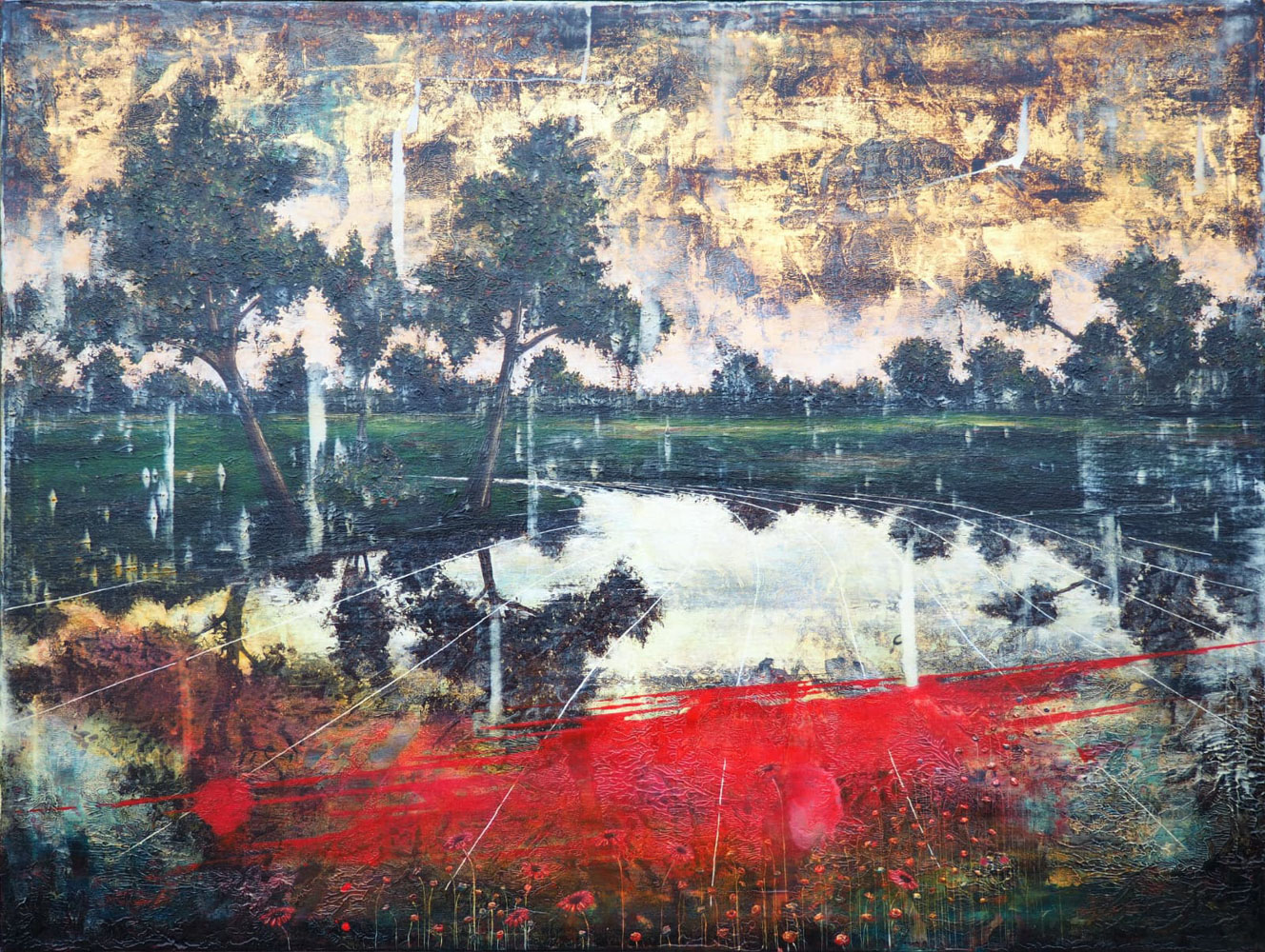 Forbici-Jernej-punto-sull-arte-galleria-darte-contemporanea-Varese-italia-Auri-Sacra-Fames-XXV-XXI-2025-Acrilico-olio-e-foglia-doro-su-tela-120x160cm-FORB-436