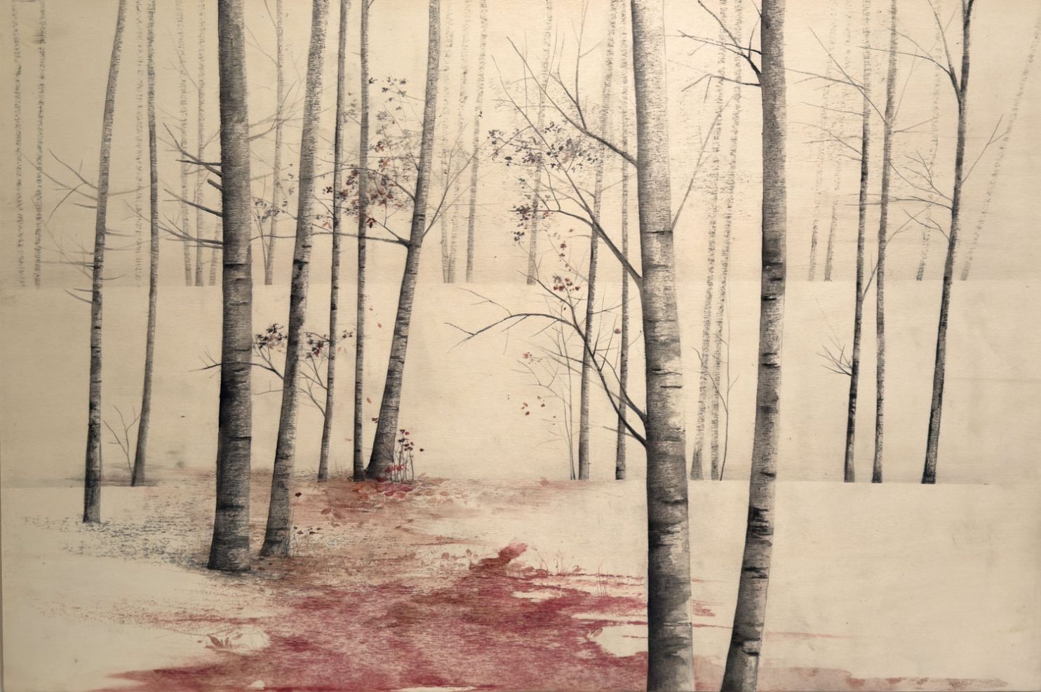 “Inizia l’avventura” di Marika Vicari evoca un paesaggio sospeso tra natura, memoria e scoperta. In mostra presso PUNTO SULL’ARTE di Varese, nella tripersonale Vivere l’estinzione.